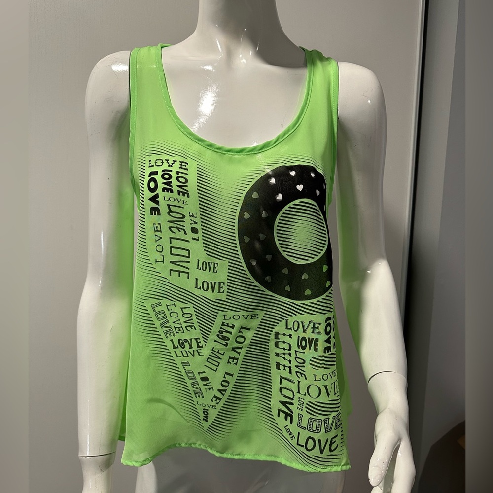 Sheer Neon Lime Tank Top